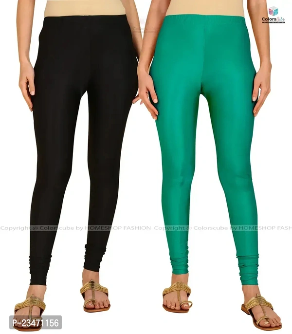 Stylish Women Lycra Blend Leggings Pack of 2 - Black