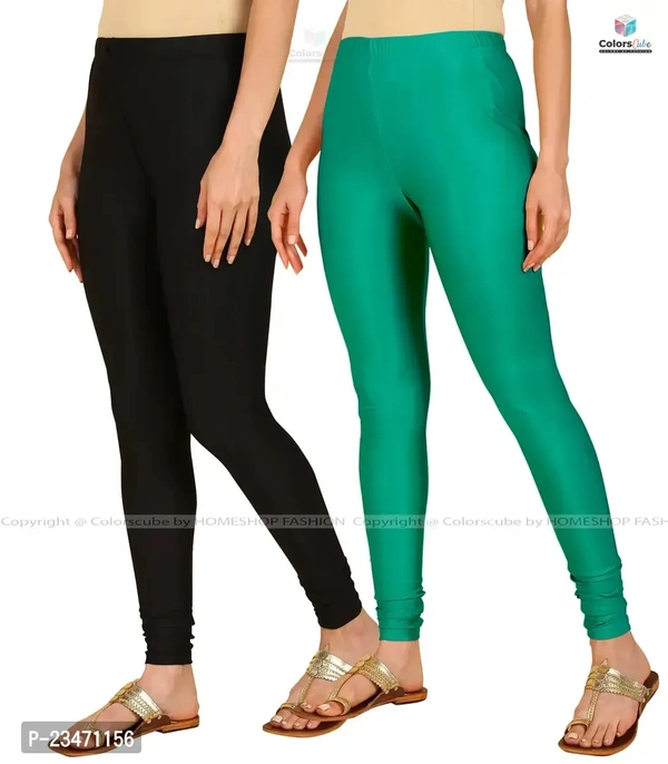 Stylish Women Lycra Blend Leggings Pack of 2 - Black