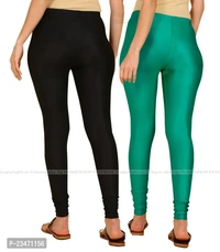 Stylish Women Lycra Blend Leggings Pack of 2 - Black