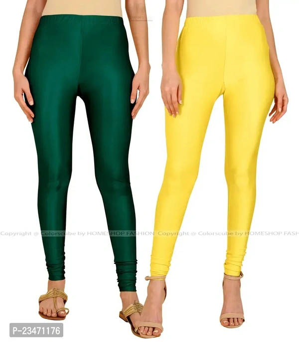 Stylish Women Lycra Blend Leggings Pack of 2 - Persimmon