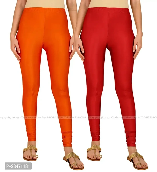 Stylish Women Lycra Blend Leggings Pack of 2 - Maroon