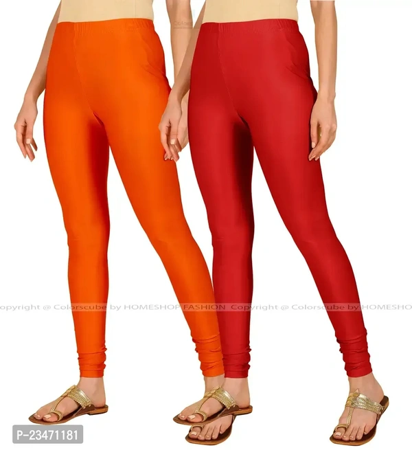 Stylish Women Lycra Blend Leggings Pack of 2 - Maroon