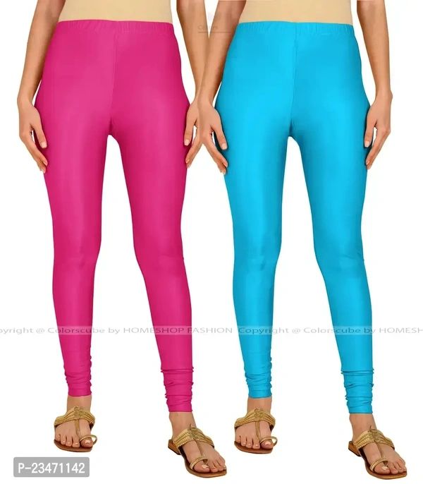 Stylish Women Lycra Blend Leggings Pack of 2 - Teal