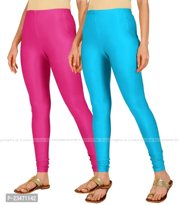 Stylish Women Lycra Blend Leggings Pack of 2 - Blue