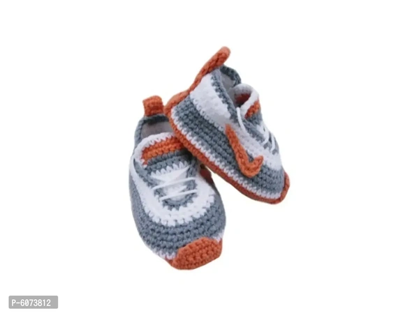 Baby Woolen Shoes  - Gray, 0-3 Month