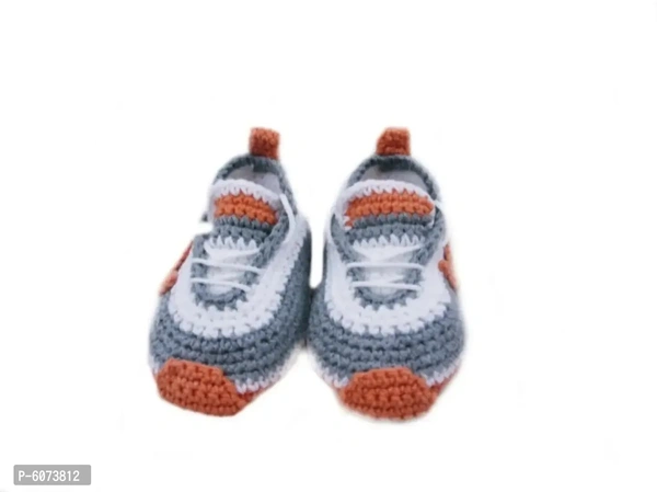 Baby Woolen Shoes  - Gray, 0-3 Month