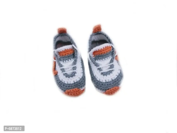 Baby Woolen Shoes  - Gray, 0-3 Month