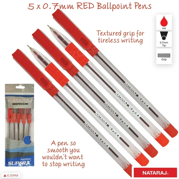 Natraj Superx Ball Pen Set Of 5 - Black