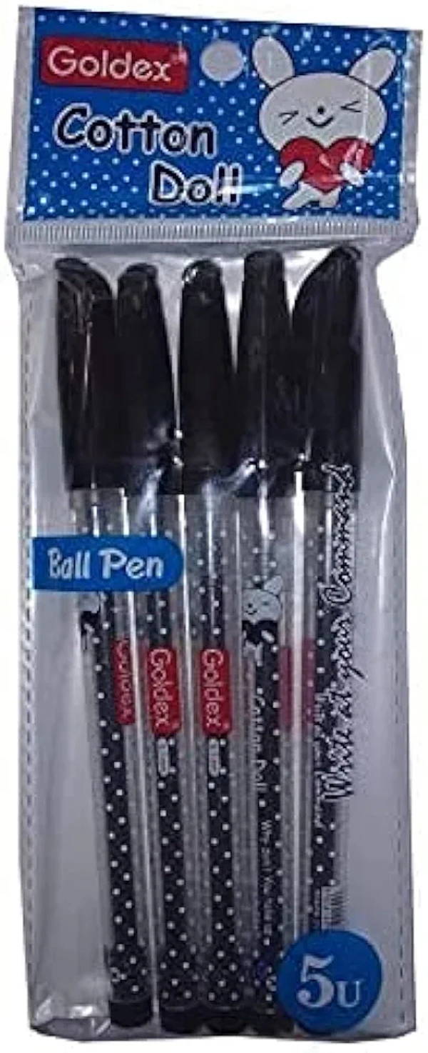 Goldex Cotton Doll Pen Set Of 5 - Black