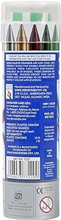 Doms 14 Shades Erasable Plastic Crayons Round Tin Box