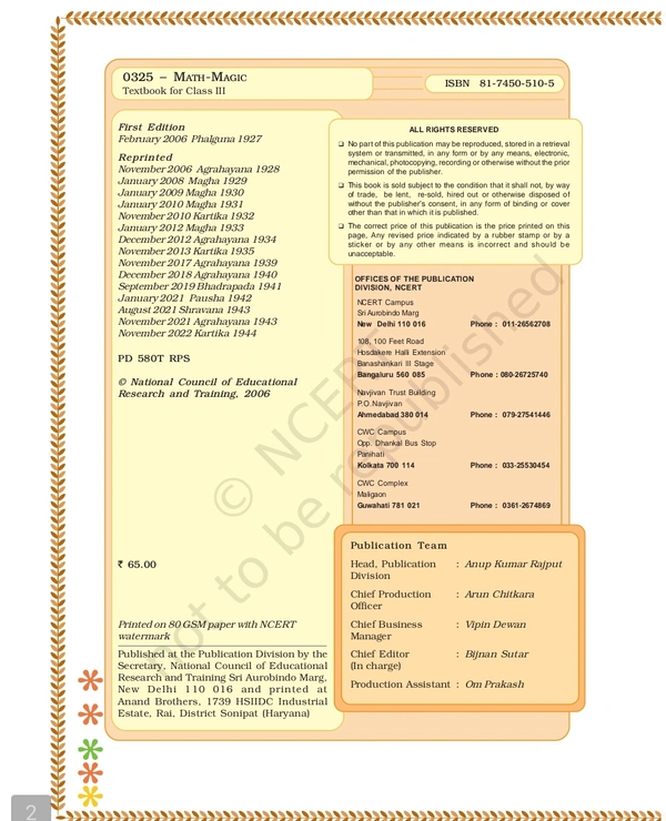 3rd Class Ncert Mathematics Book Math-Magic