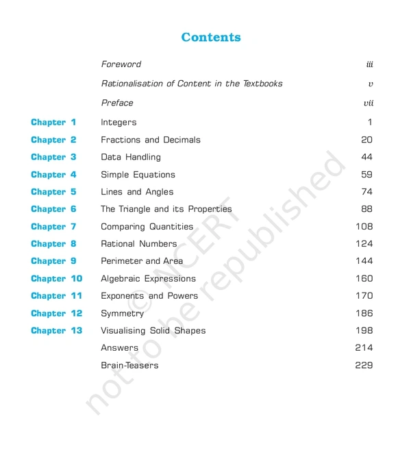 7th Class Ncert/Rbse Mathematics Book Maths