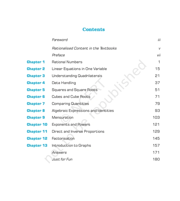 8th Class Rbse/Ncert Mathematics Book 