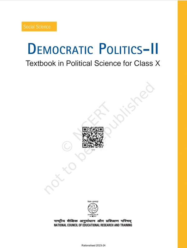 10th Class Rbse/Ncert Politics Subject book Democratic Politics-II (1072)