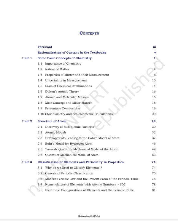 11th Class Rbse/Ncert Chemistry Subject book Chemistry Part-1