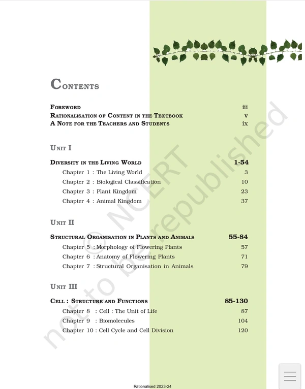 11th Class Rbse/Ncert Biology