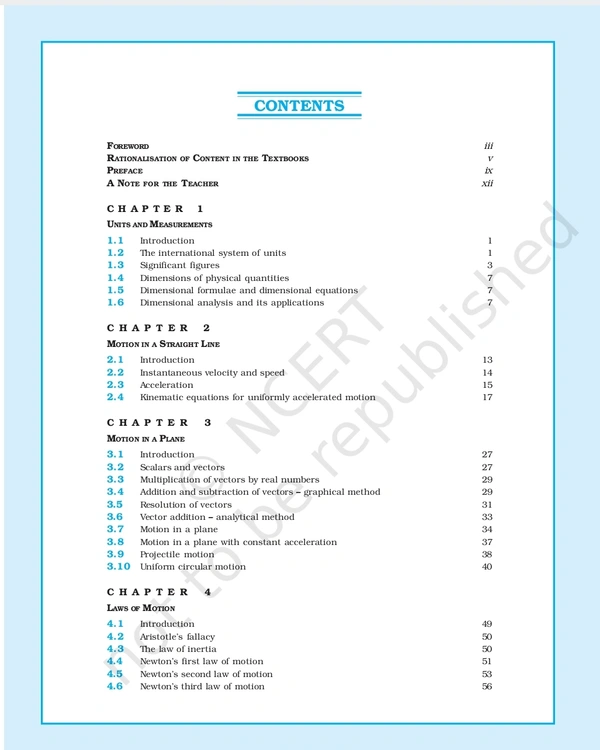 11th Class Rbse/Ncert Physics Subject book Physics Part-1