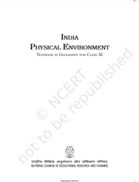 11th Class Rbse/Ncert Geography Subject book India Physical Environment