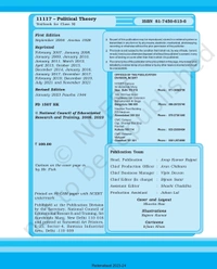 11th Class Rbse/Ncert Politics Subject book Political Theory (11117)