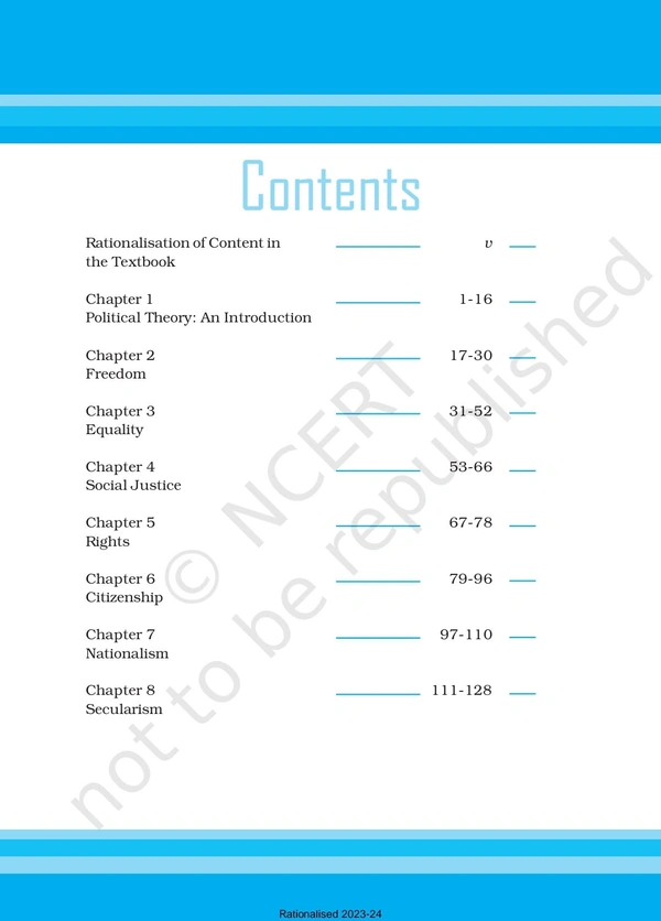 11th Class Rbse/Ncert Politics Subject book Political Theory (11117)
