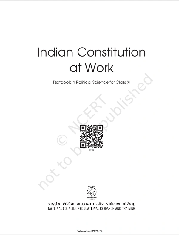 11th Class Rbse/Ncert Politics Subject book Indian Constitution At Work (11102)