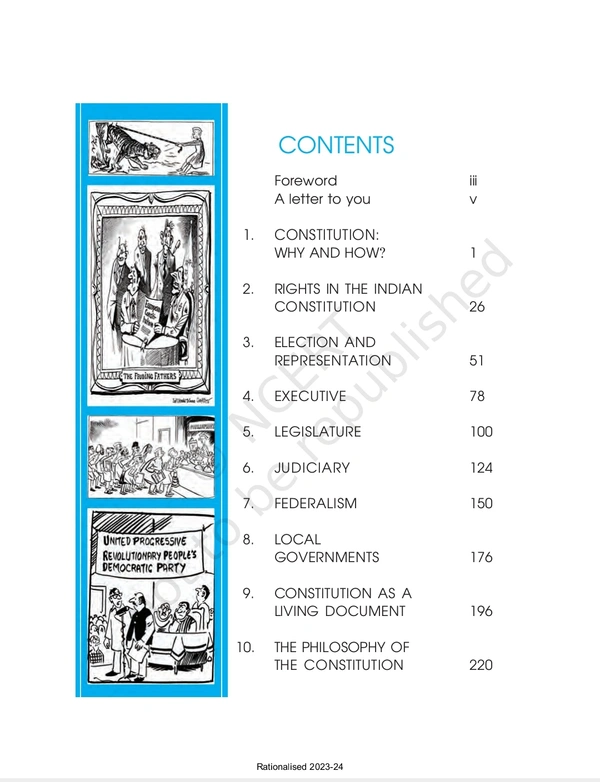 11th Class Rbse/Ncert Politics Subject book Indian Constitution At Work (11102)