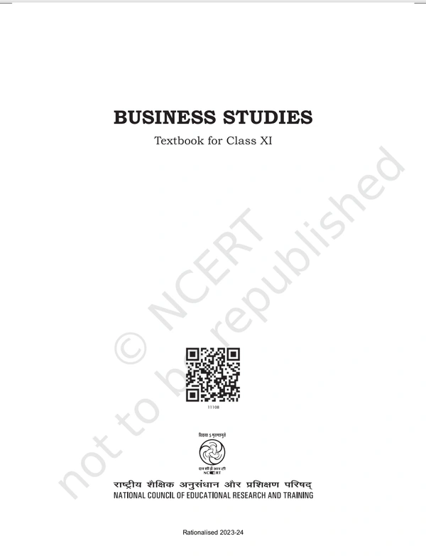 11th Class Rbse/Ncert Commerce Subject book Business Studies (11108)