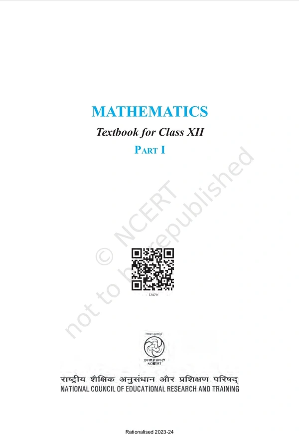 12th Class Rbse/Ncert Mathematics Part-1  (12079)