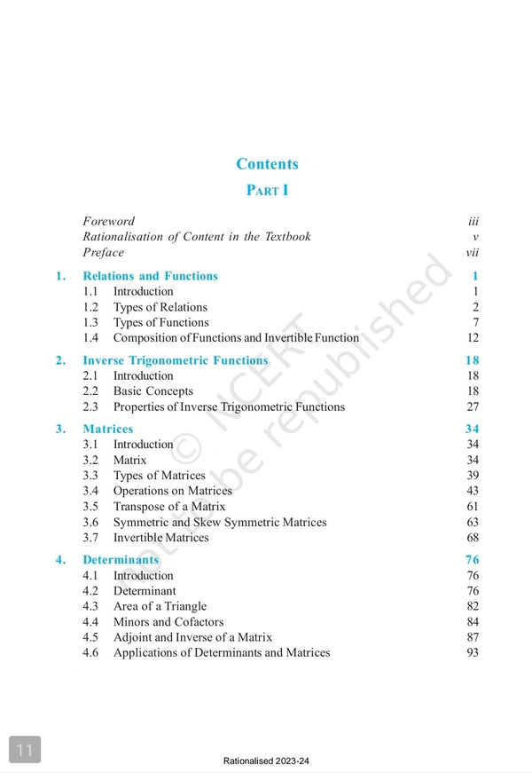 12th Class Rbse/Ncert Mathematics Part-1  (12079)