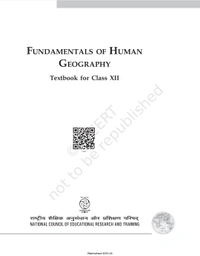 12th Class Rbse/Ncert Geography Subject book Human Geography (12097)