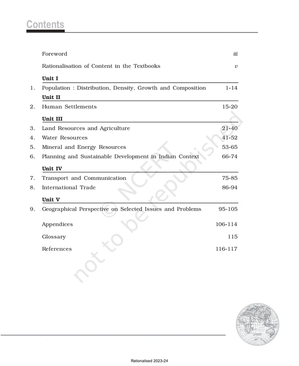12th Class Rbse/Ncert Geography Subject book India People and Economy(12099)