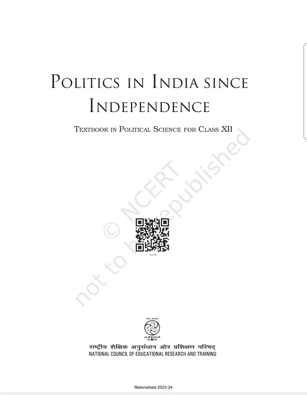 12th Class Rbse/Ncert Politics Subject book Politics In India Since Independence (12119)