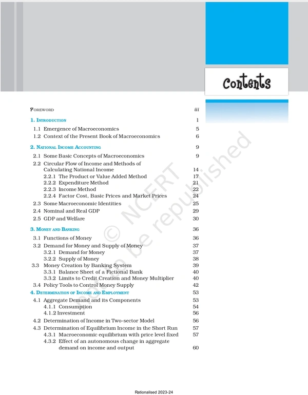 12th Class Rbse/Ncert Economics Subject book Introductory Macroexonomics (12108)