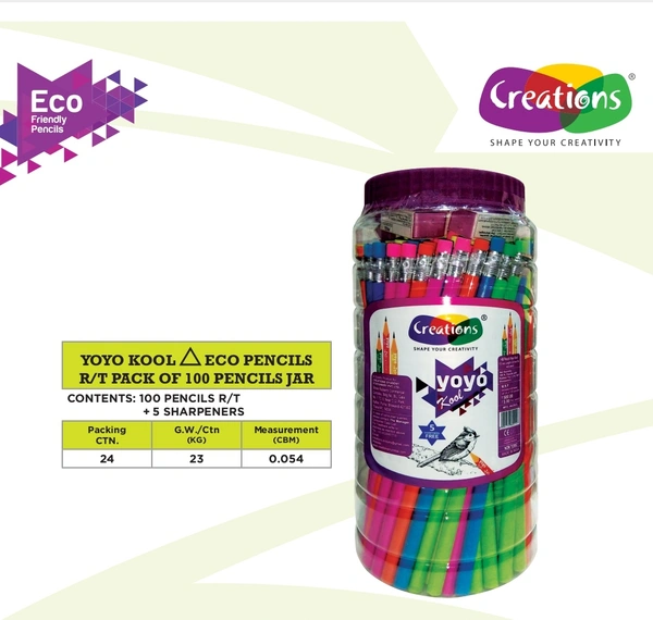 Creation Rubber Tip Pencil Jar 100pc