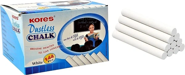 Kores Dustless Chalk White 144pc Box