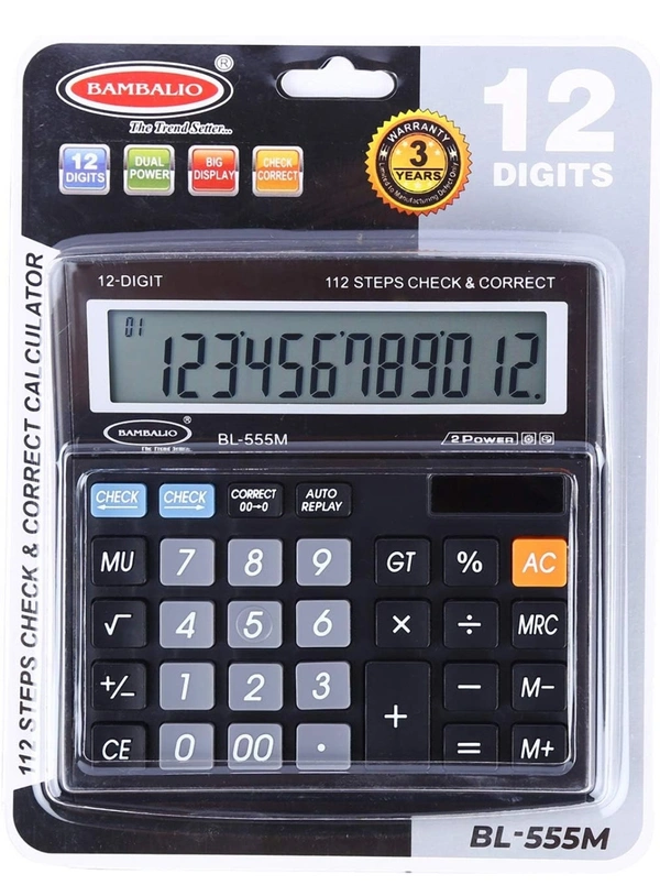 Bambalio 12 Digits BL-555M Large Display Electronic Calculator 