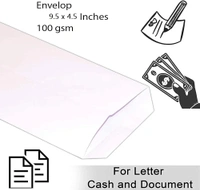 Super White Envelope/Lifafa  for Letter and Documents 80 gsm Size 9.5 inches x 4.5 inches Set Of 50