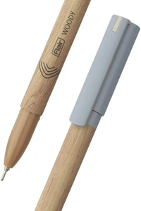 FLAIR Woody Ball Pen Wallet Pack | 0.7 mm Tip Size | Attractive Woody Design | Smooth Ink Flow System With Low-Viscosity Ink | Smudge Free Writing | Blue Ink, Pack of 10 Ball Pens - Black