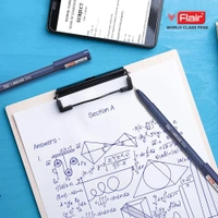FLAIR Carbonix Blu Ball Pen Wallet Pack | 0.7 mm Tip Size | Low-Viscosity Ink With Double Writing Length | Smudge Free Writing, Attractive Body Graphics | Blue Ink, - Blue