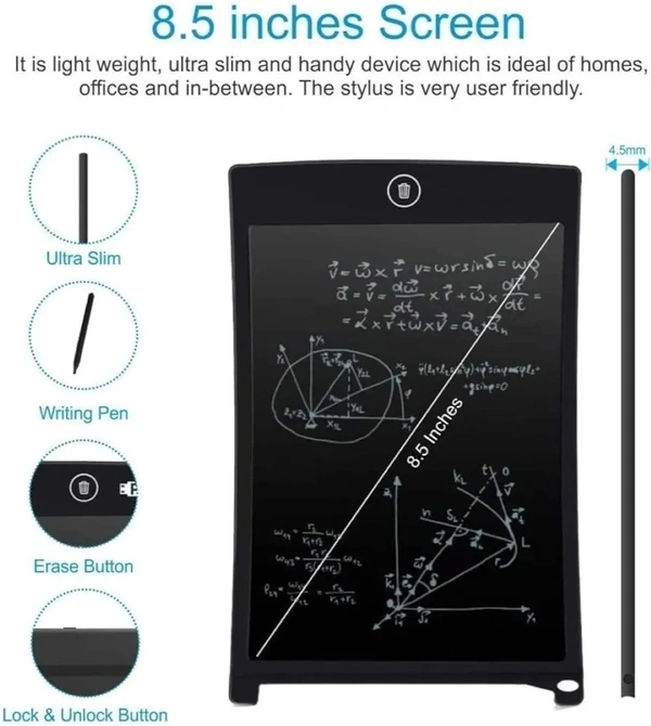 Digital Slate,LCD Writing Tablet Screenwriting Toys Smart Digital E-Note Pad 8.5 Inch Light Weight Magic Slate for Drawing Playing Noting by Kids and Adults Best Birthday Gift Girls Boys, (Multicolor)