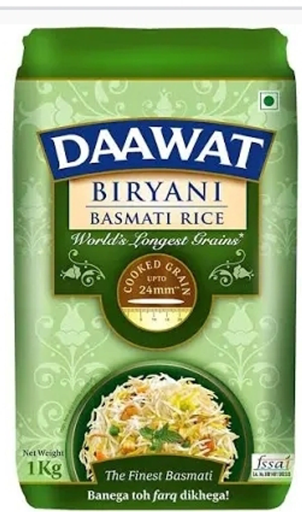 DAAWAT BIRYANI BASMATI RICE kg..Rs. 55/- discount