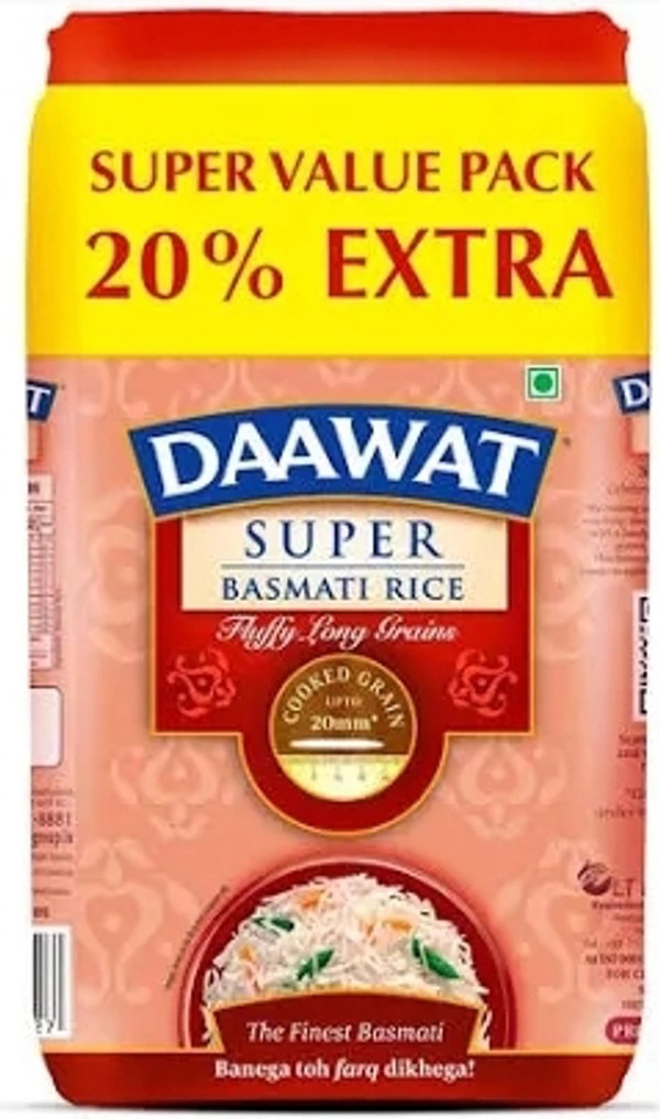 DAAWAT SUPER BASMATI RICE kg+200g..Rs.55/- discount