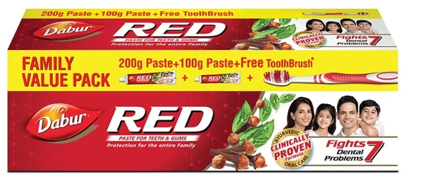Dabur Red Paste 200g+100g+Brush..Rs.56/- Discount 