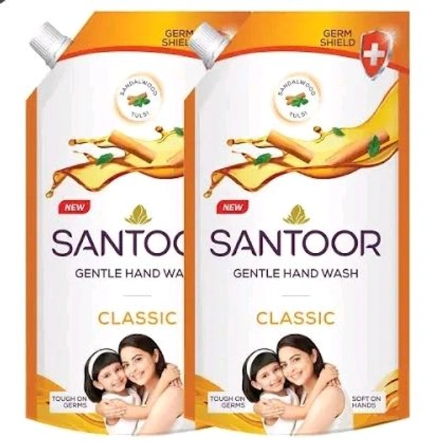 SANTOOR HANDWASH CLASIC 650 ml +650 ml..12% discount 