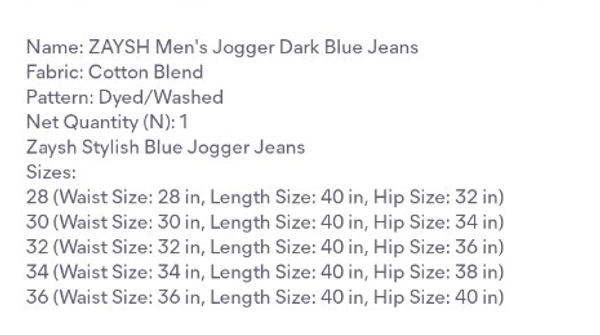 ZAYSH Stylish Men's Jeans 👖 - Navy Blue, 28