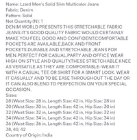Lzard Solid Slim Men's Jeans 👖 - 28