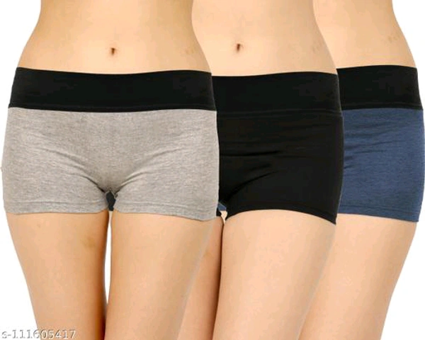Wyatt Women Cotton Regular Tummy Tucker Boyshorts ( Pack of 3 ) - S