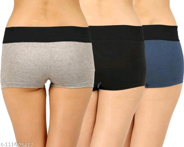 Wyatt Women Cotton Regular Tummy Tucker Boyshorts ( Pack of 3 ) - S