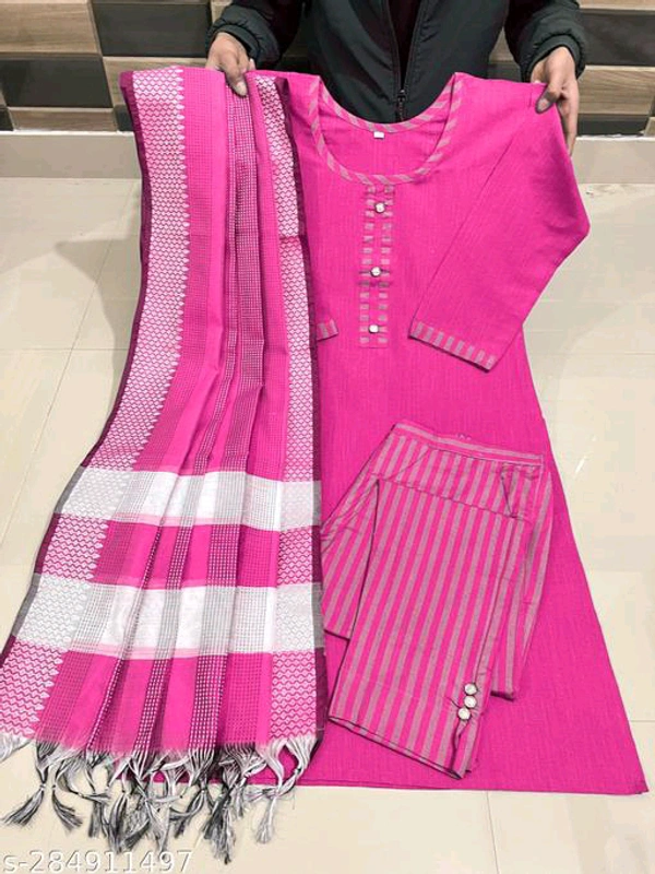 Aishani Refined Women Kurta Dupatta Sets - Hollywood Cerise, M