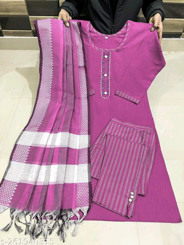 Aishani Refined Women Kurta Dupatta Sets - Fuchsia Pink, XXL